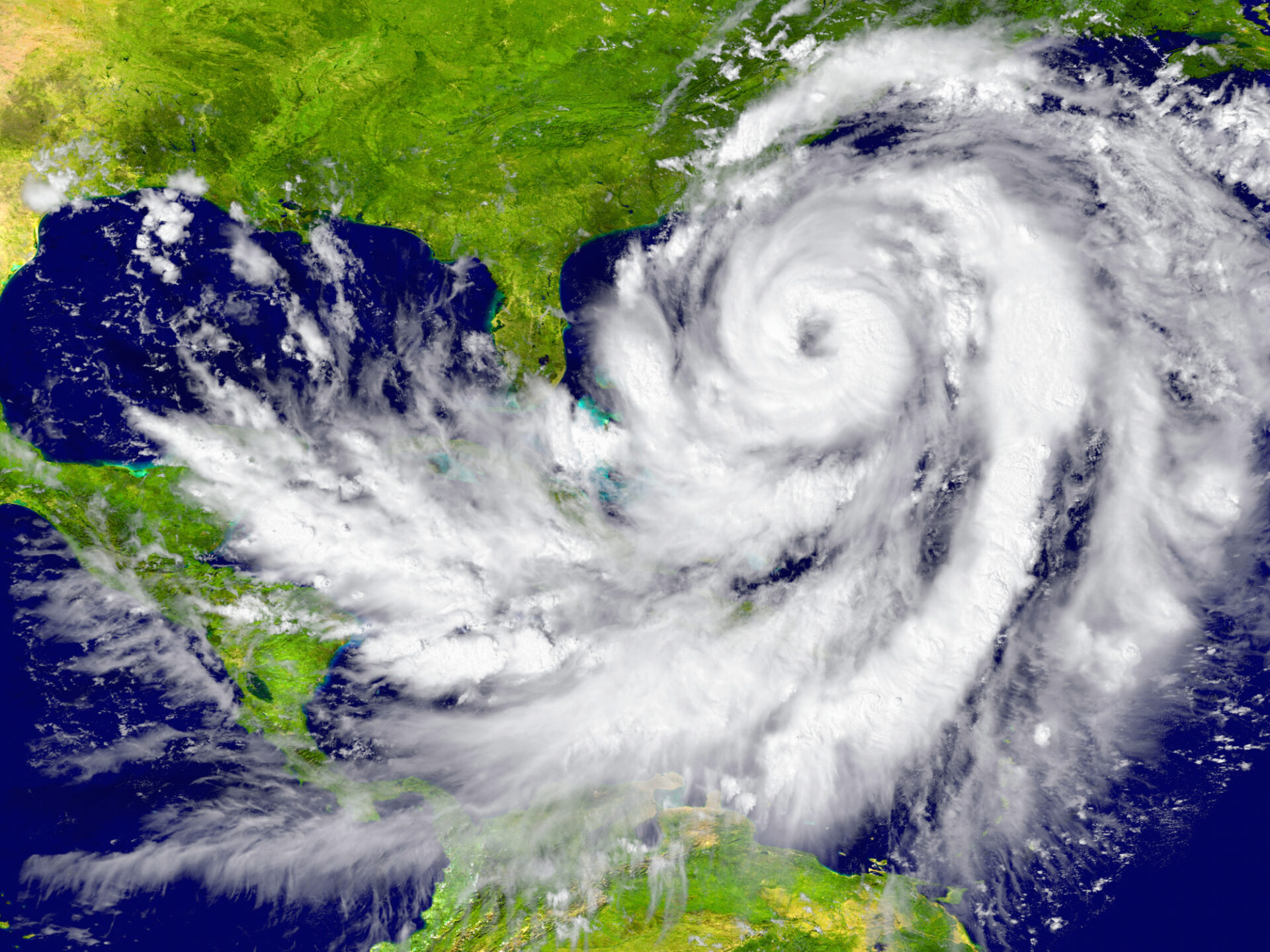 radar image of a hurricane with a distinct eye wall