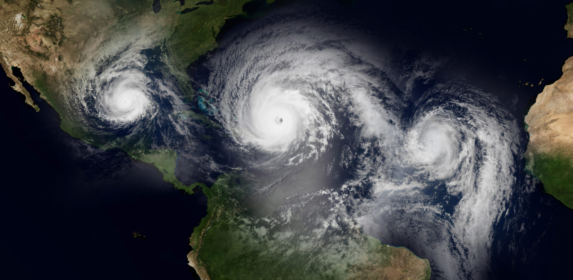a radar image shoes three tropical disturbances